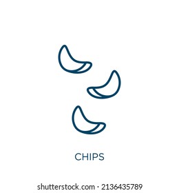 chips icon. Thin linear chips outline icon isolated on white background. Line vector chips sign, symbol for web and mobile