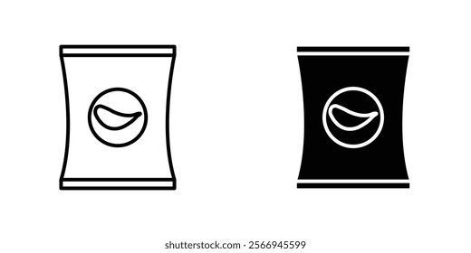 Chips icons. black and white vector set.
