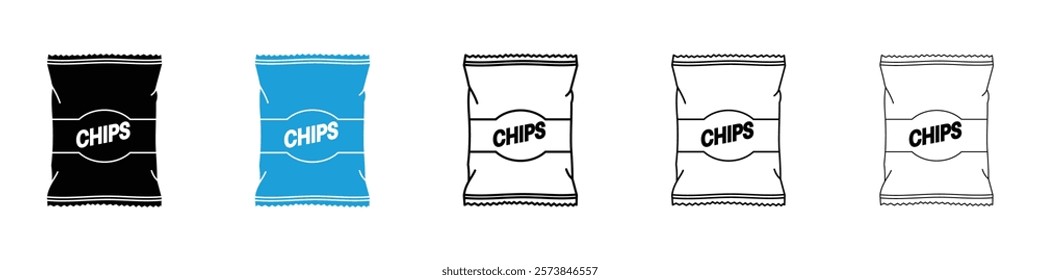 Chips icons in filled and 3 stroke weights