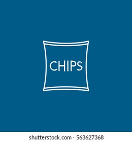 Chips Line Icon On Blue Background