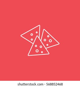 Chips Line Icon On Red Background