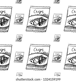chips pack seamless pattern isolated on white background
