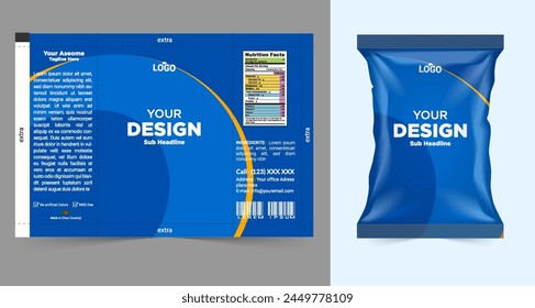 chips package design, foil bags isolated on white background in 3d illustration vector eps