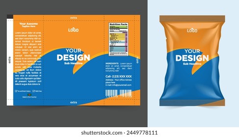 diseño de paquete de chips, bolsos de papel de aluminio aislados sobre fondo blanco en 3d ilustración Vector eps