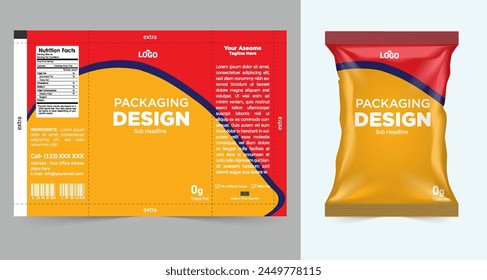 chips package design, foil bags isolated on white background in 3d illustration vector eps