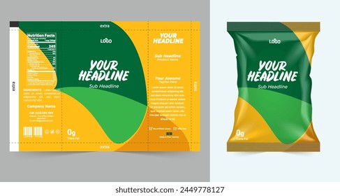 chips package design, foil bags isolated on white background in 3d illustration vector eps