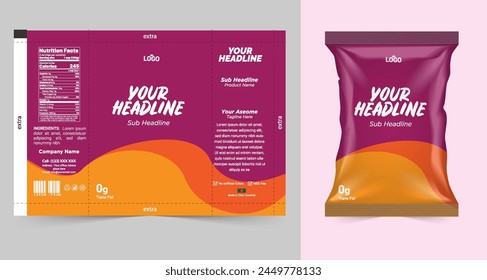 chips package design, foil bags isolated on white background in 3d illustration vector eps