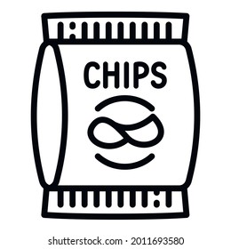 Icono de paquete de chips. Icono del vector del paquete de chips de contorno para diseño web aislado en fondo blanco