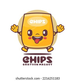 chips packaging cartoon mascot. food vector illustration. isolated on a white background