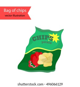 Chips packaging. Vector illustration of chips packing isolated on white background.
