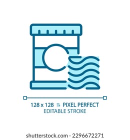 Chips pixel perfect blue RGB color icon. Potato crisp. Junk food. Grocery store. Unhealthy snack. Side dish. Isolated vector illustration. Simple filled line drawing. Editable stroke