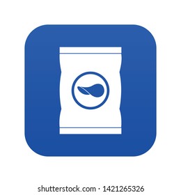Chips plastic bag icon digital blue for any design isolated on white vector illustration