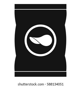 Chips Plastic Bag Icon. Simple Illustration Of Chips Plastic Bag Vector Icon For Web