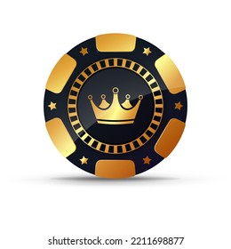 Chips for poker, gambling. Golden chip with the image of the crown