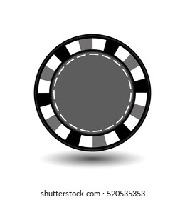 chips for poker grey in the middle a round and white dotted line the line. an icon on the white isolated background. illustration eps 10 vector. To use for the websites, design, the press, prints...