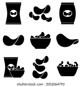 Chips potato icon, stock vector, logo isolated on white background