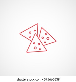Chips Red Line Icon On White Background