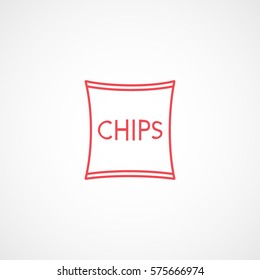 Chips Red Line Icon On White Background