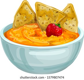 chips with sauce in a cup