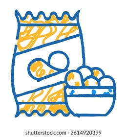 chips snack doodle icon sketch vector. chips snack sign. isolated symbol illustration