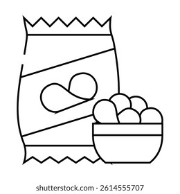 chips snack line icon vector. chips snack sign. isolated contour symbol black illustration