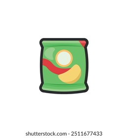 chips snack in outline flat vector design.