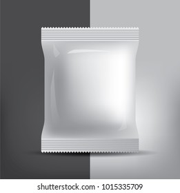 Chips Or Snack Packaging Mockup. Realistic Vector Of Foil Pack.