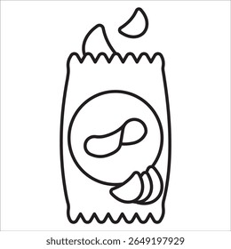 Chips snack stock icon outline vector