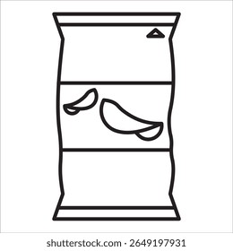 Chips snack stock icon outline vector