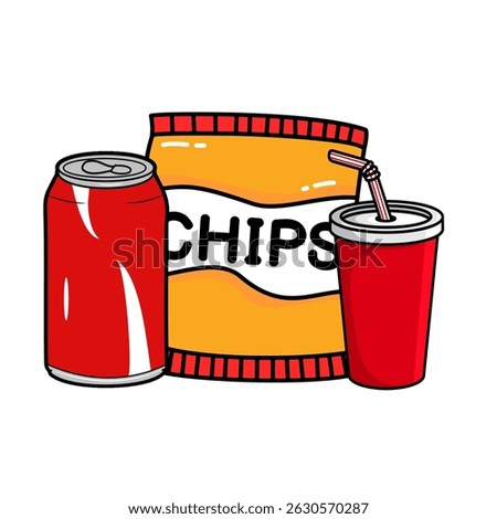 chips and soda can drink icon vector illustration design
