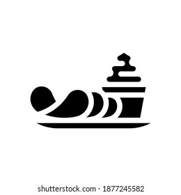 chips with spicy sauce glyph icon vector. chips with spicy sauce sign. isolated contour symbol black illustration
