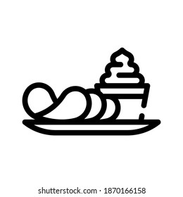 chips with spicy sauce line icon vector. chips with spicy sauce sign. isolated contour symbol black illustration