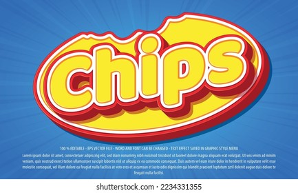 Chips text effect template with 3d style use for logo and business brand