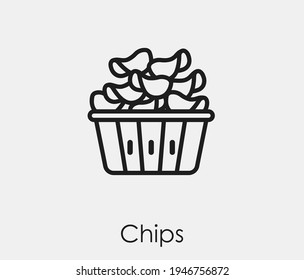 Chips vector icon. Editable stroke. Symbol in Line Art Style for Design, Presentation, Website or Apps Elements. Pixel vector graphics - Vector
