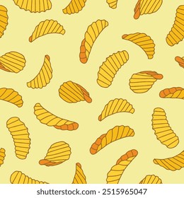 Chips Vector Seamless Pattern illustration for Print, Wallpaper, Decoration.