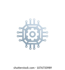 chipset with gear vector icon, technology and innovation concept