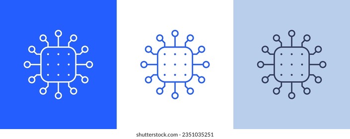 chipset icon - chip. modern logo of chipset or microchip outline style. CPUs. flat chips symbol. computer component vectors. technology