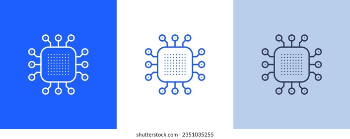 icono del chipset - chip. logotipo moderno del estilo de contorno de chipset o microchip. CPUs. símbolo de fichas planas. vectores de componentes de equipo. tecnología