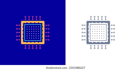 chipset icon - chip. modern logo of chipset or microchip outline style. CPUs. flat chips symbol. computer component vectors. technology