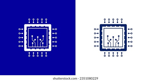 Chipsatz-Symbol - Chip. modernes Logo für Chipsatz oder Mikrochip-Umriss. CPUs. Symbol für Flachchips. Vektorgrafiken von Computerkomponenten. Technologie
