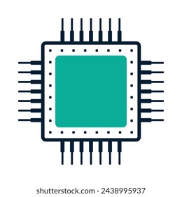 Chipset icon, cpu symbol, memory or processor chip vector illustration