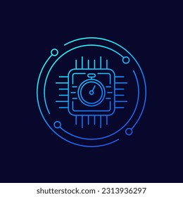 chipset performance test icon, linear design