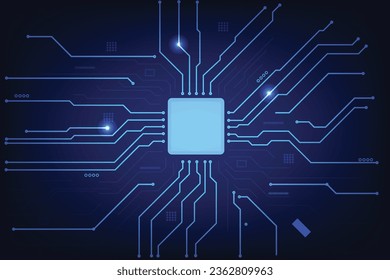 chipset processor circuit board digital transformation blue abstract technology background.
