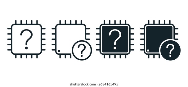Chipset com ícone de ponto de interrogação. Vetor de ilustração