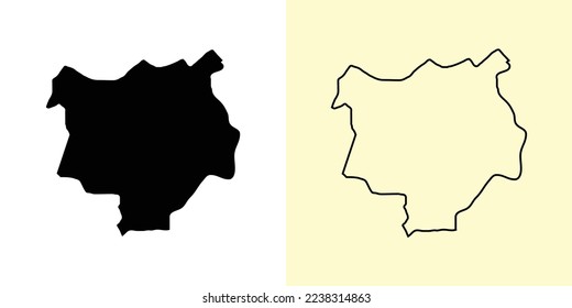 Chiquimula map, Guatemala, Americas. Filled and outline map designs. Vector illustration