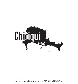 Mapa de Chiriqui y diseño de letras negras sobre fondo blanco