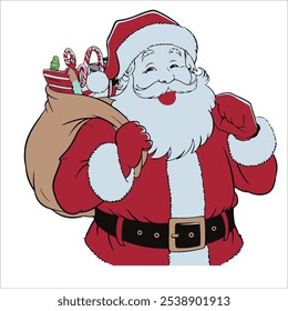Chiristmas man Black And White vector