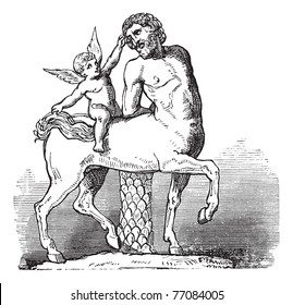 Chiron Centaur   Cupid statue Furietti Centaurs   cupid vintage engraving  Old engraved illustration Chiron centaur   cupid statue  1800s  Trousset encyclopedia 