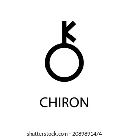 Chiron icon. Planet symbol. Vector black sign on white. Astrological calendar. Jyotisha. Hinduism, Indian or Vedic astrology horoscope