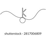 Chiron symbol continuous one line drawing minimalist single art asteroid wounded healer and centaur minor planet astrology on white background outline vector illustration